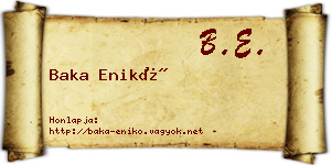 Baka Enikő névjegykártya